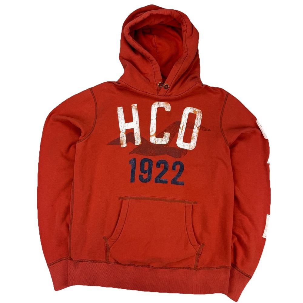 Hollister HCO 1922 Red Pullover Hoodie Sweatshirt XL Cali Graphic‎ Y2K Surf
